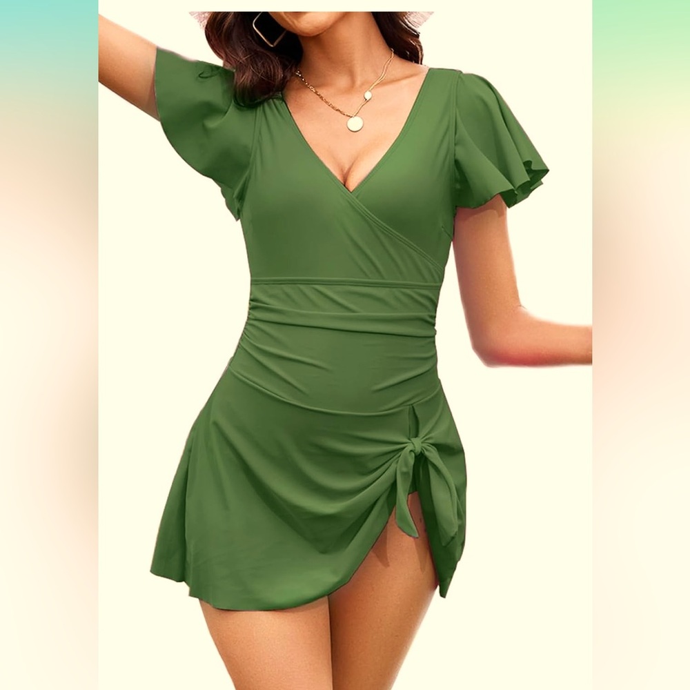 🚘New Women's One Piece Swimdress Swimsuits for Women Tummy Control Swim Dresses